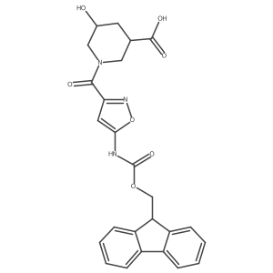 1-[5-({[(9H-fluoren-9-yl)methoxy]carbonyl}amino)-1,2-oxazole-3-carbonyl]-5-hydroxypiperidine-3-carboxylic acid结构式