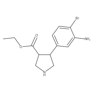rac-ethyl (3R,4S)-4-(3-amino-4-bromophenyl)pyrrolidine-3-carboxylate Structure