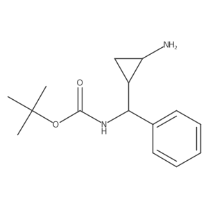 rac-tert-butyl N-{[(1R,2R)-2-aminocyclopropyl](phenyl)methyl}carbamate结构式