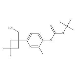 tert-butyl N-{4-[1-(aminomethyl)-3,3-difluorocyclobutyl]-2-methylphenyl}carbamate Structure