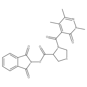1,3-dioxo-2,3-dihydro-1H-isoindol-2-yl 3-(2,5,6-trimethyl-3-oxo-2,3-dihydropyridazine-4-carbonyl)-1,3-thiazolidine-4-carboxylate Structure