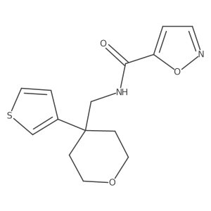 N-((4-(thiophen-3-yl)tetrahydro-2H-pyran-4-yl)methyl)isoxazole-5-carboxamide结构式