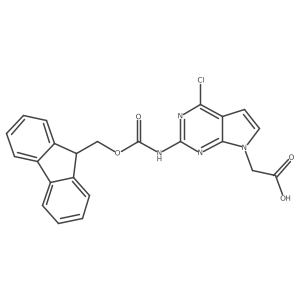 2-[4-chloro-2-({[(9H-fluoren-9-yl)methoxy]carbonyl}amino)-7H-pyrrolo[2,3-d]pyrimidin-7-yl]acetic acid结构式