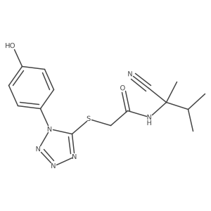 N-(1-cyano-1,2-dimethylpropyl)-2-{[1-(4-hydroxyphenyl)-1H-1,2,3,4-tetrazol-5-yl]sulfanyl}acetamide结构式