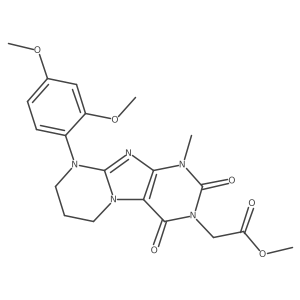 methyl 2-(9-(2,4-dimethoxyphenyl)-1-methyl-2,4-dioxo-1,2,6,7,8,9-hexahydropyrimido[2,1-f]purin-3(4H)-yl)acetate Structure