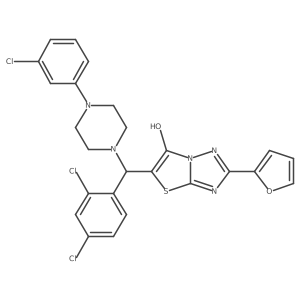 5-{[4-(3-Chlorophenyl)piperazin-1-yl](2,4-dichlorophenyl)methyl}-2-(furan-2-yl)-[1,2,4]triazolo[3,2-b][1,3]thiazol-6-ol Structure