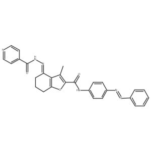 4-Pyridinecarboxylic acid, 2-[6,7-dihydro-3-methyl-2-[[[4-(2-phenyldiazenyl)phenyl]amino]carbonyl]-4(5H)-benzofuranylidene]hydrazide Structure
