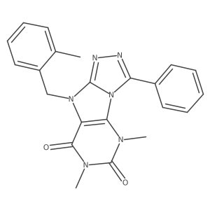 5,7-dimethyl-9-(2-methylbenzyl)-3-phenyl-5H-[1,2,4]triazolo[4,3-e]purine-6,8(7H,9H)-dione结构式