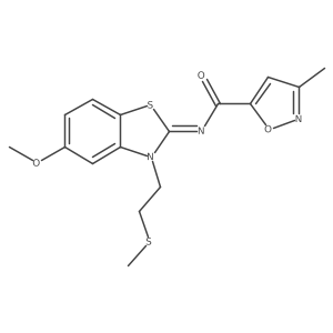 (E)-N-(5-methoxy-3-(2-(methylthio)ethyl)benzo[d]thiazol-2(3H)-ylidene)-3-methylisoxazole-5-carboxamide结构式