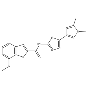 N-[5-(1,5-dimethyl-1H-pyrazol-3-yl)-1,3,4-oxadiazol-2-yl]-7-methoxy-1-benzofuran-2-carboxamide Structure