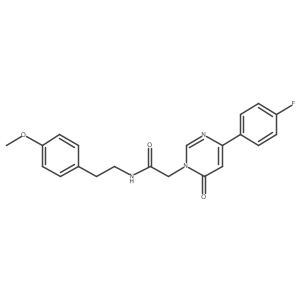 2-(4-(4-fluorophenyl)-6-oxopyrimidin-1(6H)-yl)-N-(4-methoxyphenethyl)acetamide结构式