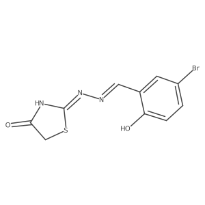 2-[(2E)-2-(5-bromo-2-hydroxybenzylidene)hydrazinyl]-1,3-thiazol-4(5H)-one结构式