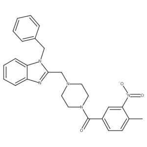 (4-((1-benzyl-1H-benzo[d]imidazol-2-yl)methyl)piperazin-1-yl)(4-methyl-3-nitrophenyl)methanone结构式