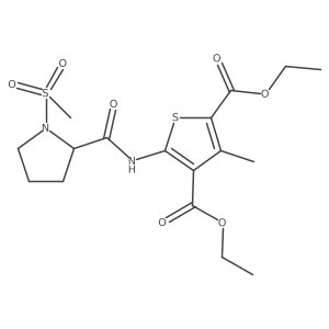 Diethyl 3-methyl-5-(1-(methylsulfonyl)pyrrolidine-2-carboxamido)thiophene-2,4-dicarboxylate结构式