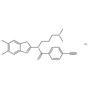 4-Cyano-N-(5,6-dimethyl-1,3-benzothiazol-2-YL)-N-[3-(dimethylamino)propyl]benzamide hydrochloride Structure