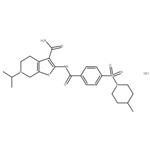 6-Isopropyl-2-(4-((4-methylpiperidin-1-yl)sulfonyl)benzamido)-4,5,6,7-tetrahydrothieno[2,3-c]pyridine-3-carboxamide hydrochloride结构式