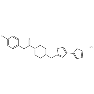 2-(4-Fluorophenyl)-1-(4-((4-(thiophen-2-yl)thiazol-2-yl)methyl)piperazin-1-yl)ethanone hydrochloride Structure