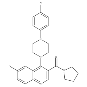 (4-(4-(4-Chlorophenyl)piperazin-1-yl)-6-fluoroquinolin-3-yl)(pyrrolidin-1-yl)methanone结构式