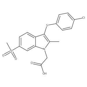 2-methyl-3-[(4-chlorophenyl)thio]-6-(methylsulfonyl)-1H-indole-1-acetic acid Structure