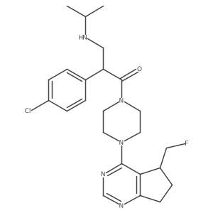 (2S)-2-(4-chlorophenyl)-1-[4-[(5R)-5-(fluoromethyl)-6,7-dihydro-5H-cyclopenta[d]pyrimidin-4-yl]piperazin-1-yl]-3-(propan-2-ylamino)propan-1-one结构式