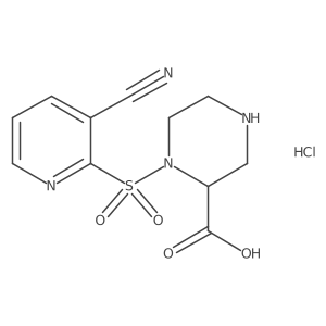 1-((3-Cyanopyridin-2-yl)sulfonyl)piperazine-2-carboxylic acid hydrochloride Structure