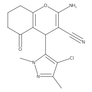 2-Amino-4-(4-chloro-1,3-dimethyl-1H-pyrazol-5-yl)-5-oxo-5,6,7,8-tetrahydro-4H-chromene-3-carbonitrile Structure