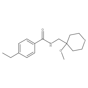 4-ethyl-N-((4-methoxytetrahydro-2H-thiopyran-4-yl)methyl)benzamide结构式