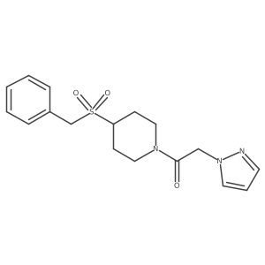 1-(4-(benzylsulfonyl)piperidin-1-yl)-2-(1H-pyrazol-1-yl)ethanone结构式