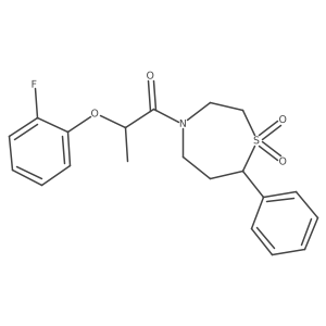 1-(1,1-Dioxido-7-phenyl-1,4-thiazepan-4-yl)-2-(2-fluorophenoxy)propan-1-one结构式