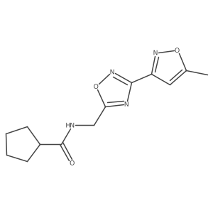 N-((3-(5-methylisoxazol-3-yl)-1,2,4-oxadiazol-5-yl)methyl)cyclopentanecarboxamide结构式