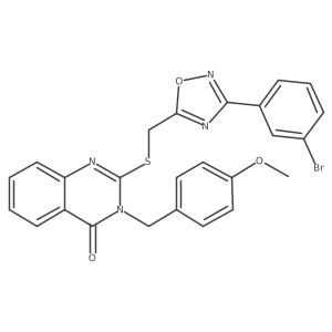 2-(((3-(3-bromophenyl)-1,2,4-oxadiazol-5-yl)methyl)thio)-3-(4-methoxybenzyl)quinazolin-4(3H)-one结构式