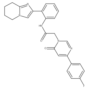 2-(4-(4-fluorophenyl)-6-oxopyrimidin-1(6H)-yl)-N-(2-(5,6,7,8-tetrahydroimidazo[1,2-a]pyridin-2-yl)phenyl)acetamide结构式
