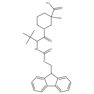 1-[2-({[(9H-fluoren-9-yl)methoxy]carbonyl}amino)-3,3-dimethylbutanoyl]-3-hydroxypiperidine-3-carboxylic acid结构式