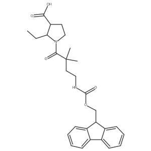 2-ethyl-1-[4-({[(9H-fluoren-9-yl)methoxy]carbonyl}amino)-2,2-dimethylbutanoyl]pyrrolidine-3-carboxylic acid Structure