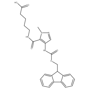 5-{[4-({[(9H-fluoren-9-yl)methoxy]carbonyl}amino)-1-methyl-1H-pyrazol-5-yl]formamido}pentanoic acid Structure