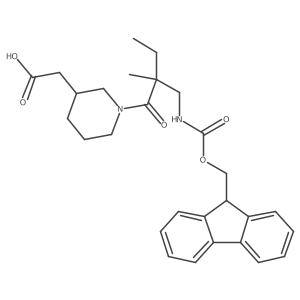 2-(1-{2-[({[(9H-fluoren-9-yl)methoxy]carbonyl}amino)methyl]-2-methylbutanoyl}piperidin-3-yl)acetic acid Structure