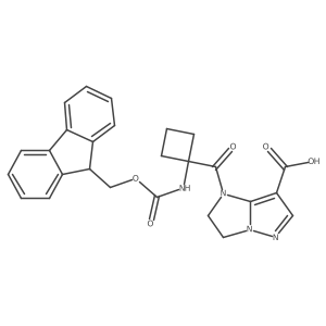 1-[1-({[(9H-fluoren-9-yl)methoxy]carbonyl}amino)cyclobutanecarbonyl]-1H,2H,3H-pyrazolo[1,5-a]imidazole-7-carboxylic acid结构式