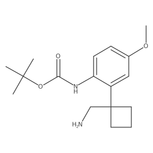 tert-butyl N-{2-[1-(aminomethyl)cyclobutyl]-4-methoxyphenyl}carbamate Structure