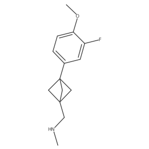 1-[3-(3-Fluoro-4-methoxyphenyl)-1-bicyclo[1.1.1]pentanyl]-N-methylmethanamine结构式
