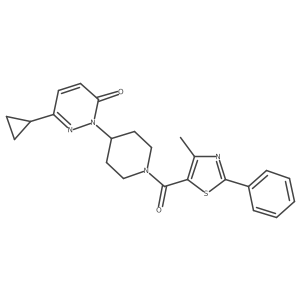6-Cyclopropyl-2-[1-(4-methyl-2-phenyl-1,3-thiazole-5-carbonyl)piperidin-4-yl]-2,3-dihydropyridazin-3-one结构式