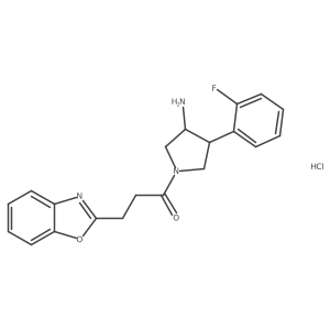 rac-1-[(3R,4S)-3-amino-4-(2-fluorophenyl)pyrrolidin-1-yl]-3-(1,3-benzoxazol-2-yl)propan-1-one hydrochloride Structure