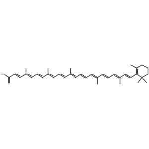 (2E,4E,6E,8E,10E,12E,14E,16E,18E,20E,22E)-4,8,12,17,21-Pentamethyl-23-(2,6,6-trimethyl-1-cyclohexen-1-yl)-2,4,6,8,10,12,14,16,18,20,22-tricosaundecaenoic acid Structure
