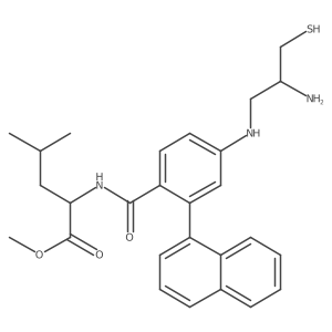 Methyl (4-((2-amino-3-mercaptopropyl)amino)-2-(naphthalen-1-yl)benzoyl)-L-leucinate结构式