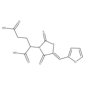 (E)-2-(5-(furan-2-ylmethylene)-4-oxo-2-thioxothiazolidin-3-yl)pentanedioic acid结构式
