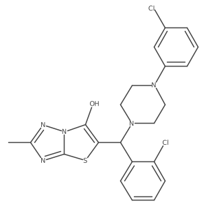 5-((2-Chlorophenyl)(4-(3-chlorophenyl)piperazin-1-yl)methyl)-2-methylthiazolo[3,2-b][1,2,4]triazol-6-ol结构式
