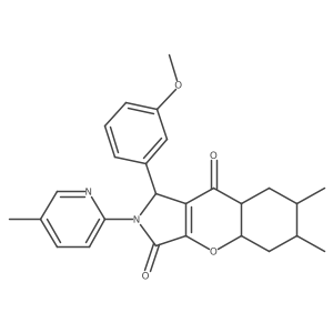 1-(3-methoxyphenyl)-6,7-dimethyl-2-(5-methylpyridin-2-yl)-4a,5,6,7,8,8a-hexahydro-1H-chromeno[2,3-c]pyrrole-3,9-dione结构式