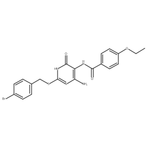 N-(4-amino-2-((4-bromobenzyl)thio)-6-oxo-1,6-dihydropyrimidin-5-yl)-4-ethoxybenzamide结构式