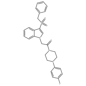 2-(3-(benzylsulfonyl)-1H-indol-1-yl)-1-(4-(4-fluorophenyl)piperazin-1-yl)ethanone结构式