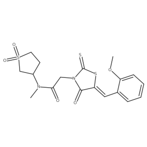N-(1,1-dioxidotetrahydrothiophen-3-yl)-2-[(5Z)-5-(2-methoxybenzylidene)-4-oxo-2-thioxo-1,3-thiazolidin-3-yl]-N-methylacetamide结构式