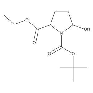 1-O-tert-butyl 2-O-ethyl (2R)-5-hydroxypyrrolidine-1,2-dicarboxylate结构式